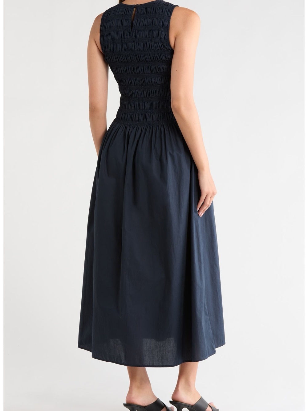 rag & bone Navy Lane Sleeveless Smocked Cotton Maxi Dress - Picture 2 of 4